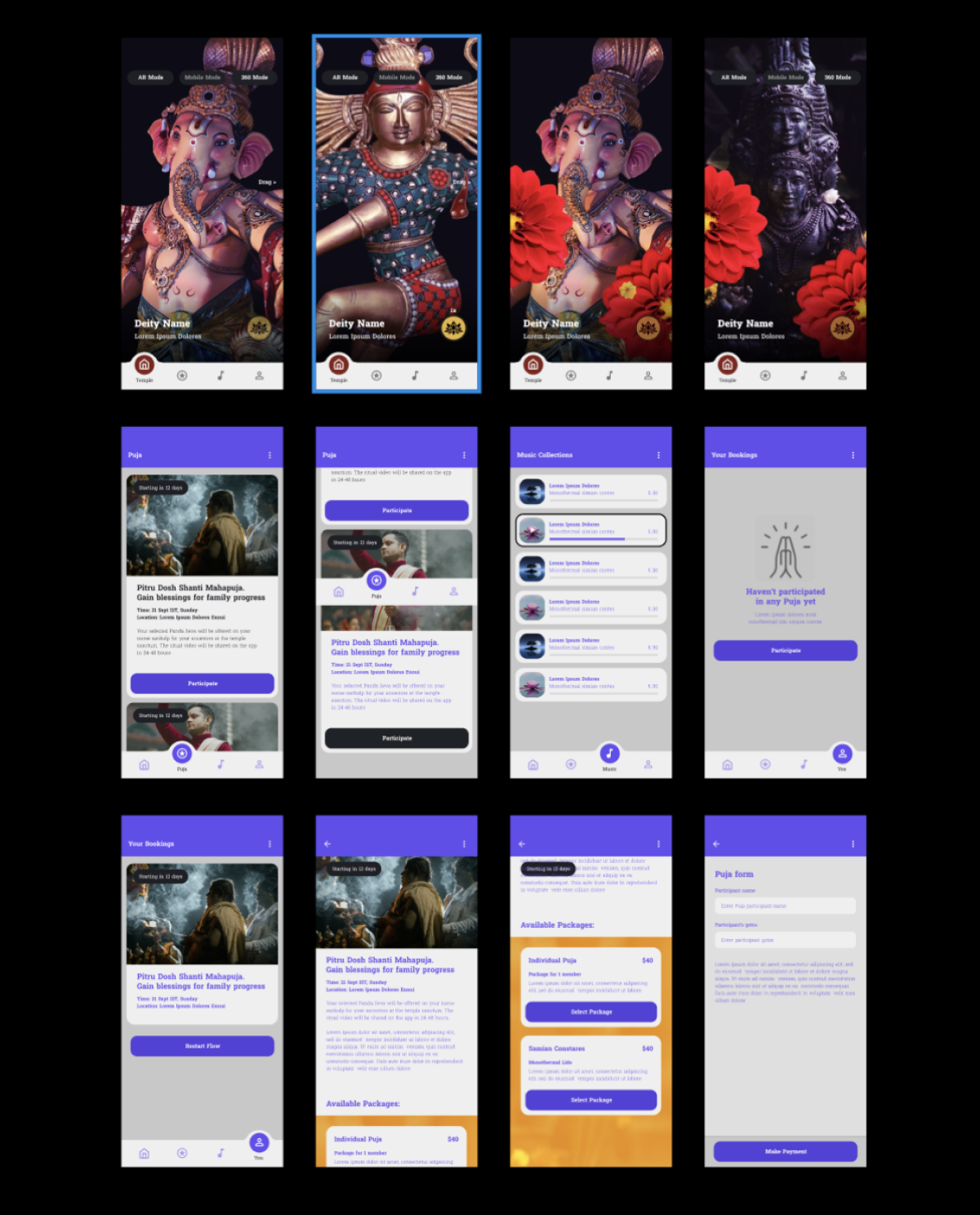 Devotional app UI screens